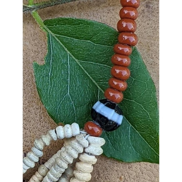 Vintage African Mali Spindle Whorl Bead Necklace, Tribal Necklace - Picture 3 of 10